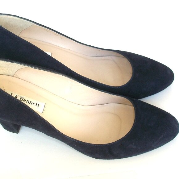 L.K.Bennett Sloane Square London Near-New-Navy Suede Classic High Heel Pumps - Picture 6 of 8